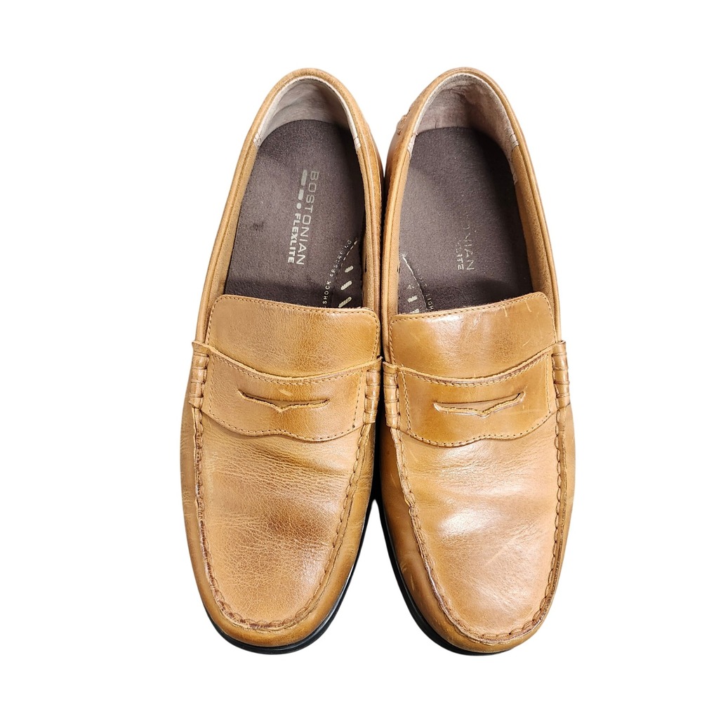 BOSTONIAN LOAFERS MENS 10M FLEXLITE 23206 TAN LEATHER PENNY EUC